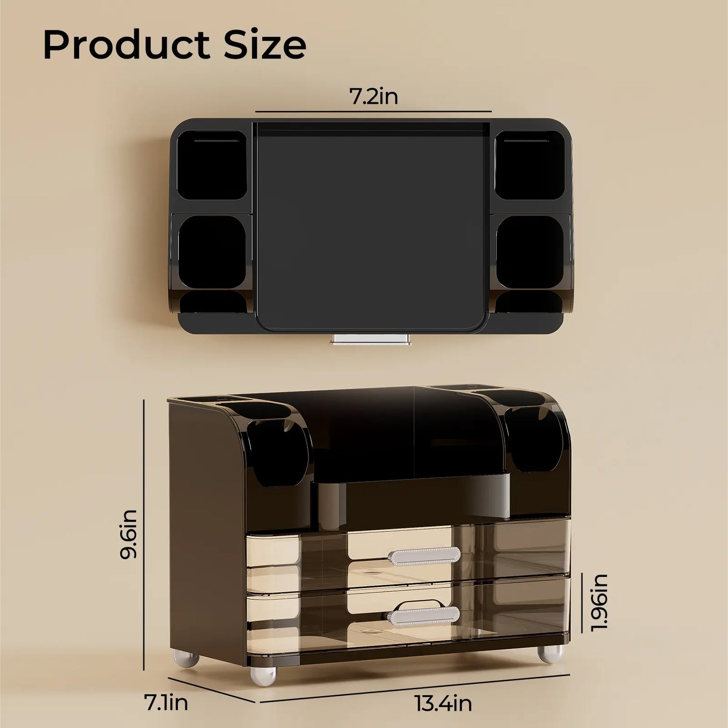Makeup organizer for Vanity with 2 Large Drawers