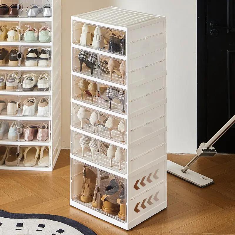 Folding shoe rack, magnetic transparent door shoe cabinet