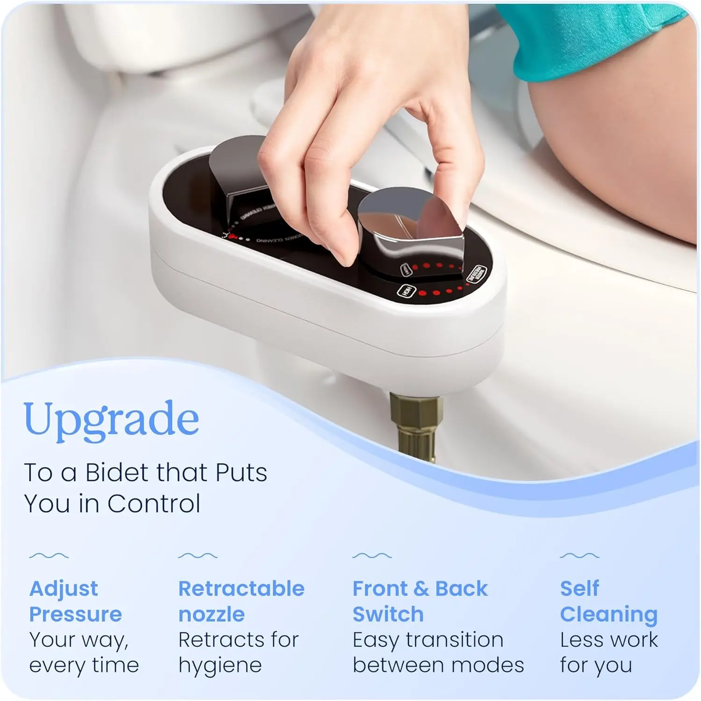 Clear Rear Ultra-Slim Bidet Attachment for Toilet