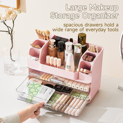 Makeup organizer for Vanity with 2 Large Drawers