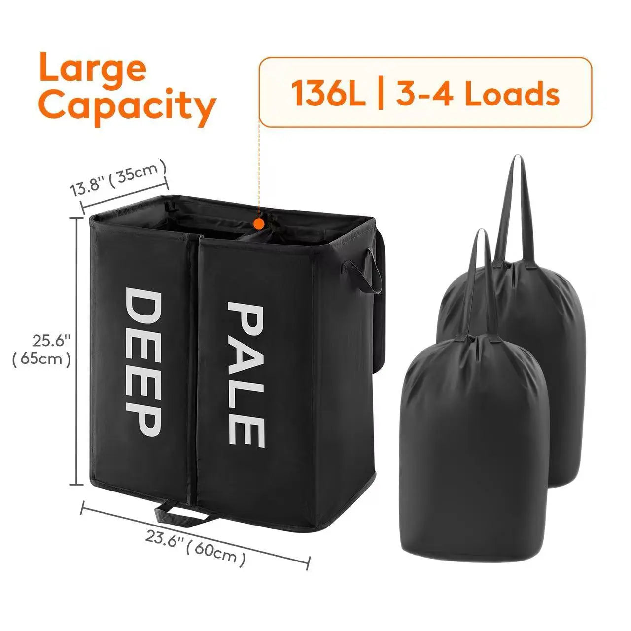 Large Laundry Hamper Basket with Removable inner Bags