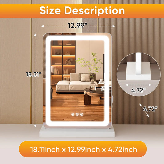 Vanity Mirror with Lights, LED Makeup Mirror with Dimmable 3 Color Modes