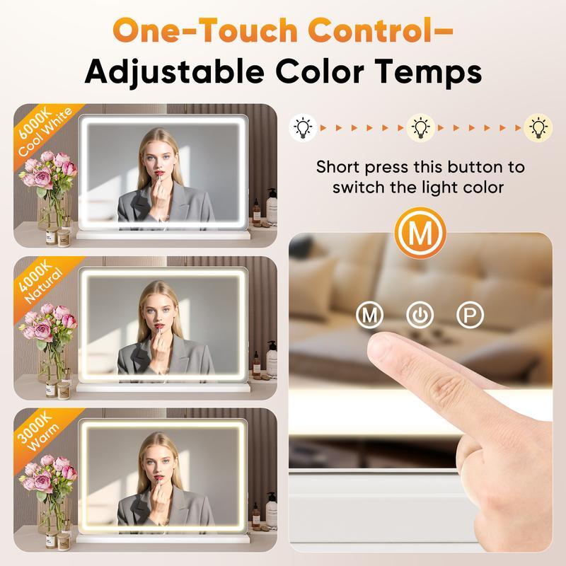 Vanity Mirror with Lights, LED Makeup Mirror with Dimmable 3 Color Modes