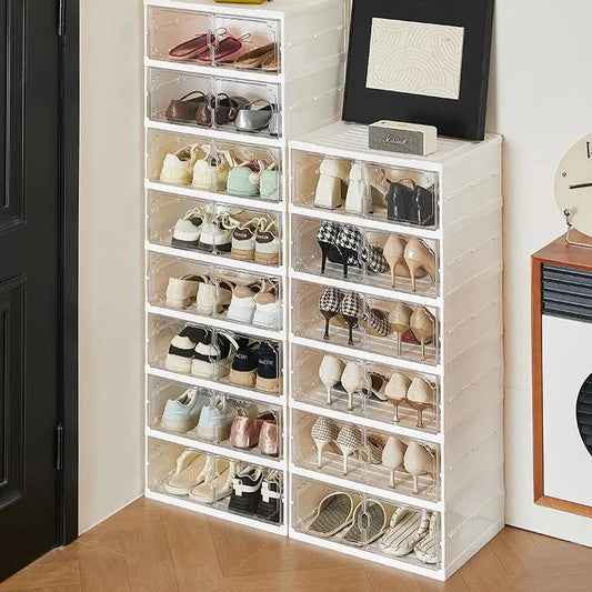 Folding shoe rack, magnetic transparent door shoe cabinet