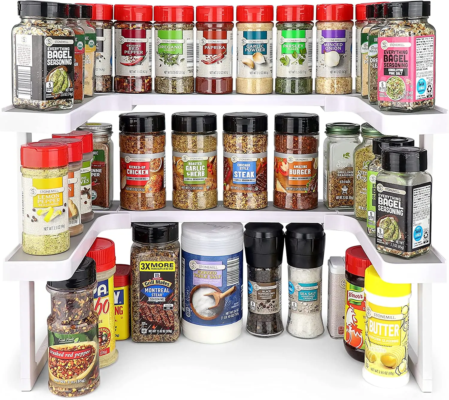 Spicy Shelf 2-Layers Plastic Spice Rack Organizer