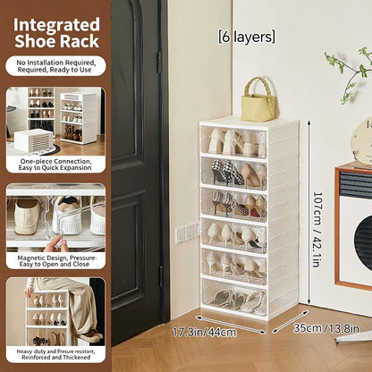 Folding shoe rack, magnetic transparent door shoe cabinet
