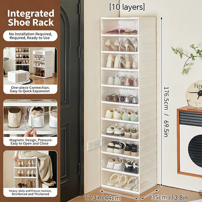 Folding shoe rack, magnetic transparent door shoe cabinet