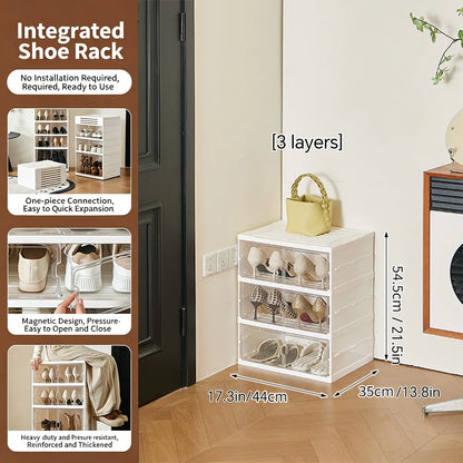 Folding shoe rack, magnetic transparent door shoe cabinet