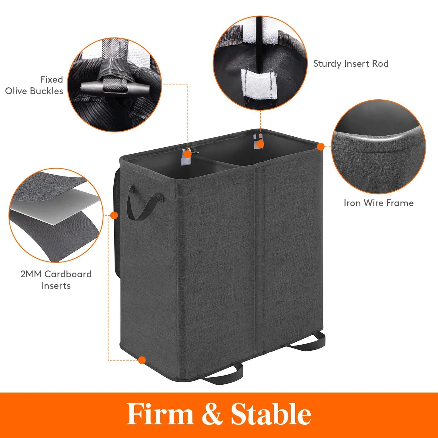 Large Laundry Hamper Basket with Removable inner Bags