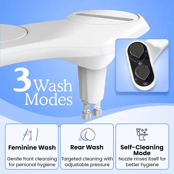 Clear Rear Ultra-Slim Bidet Attachment for Toilet