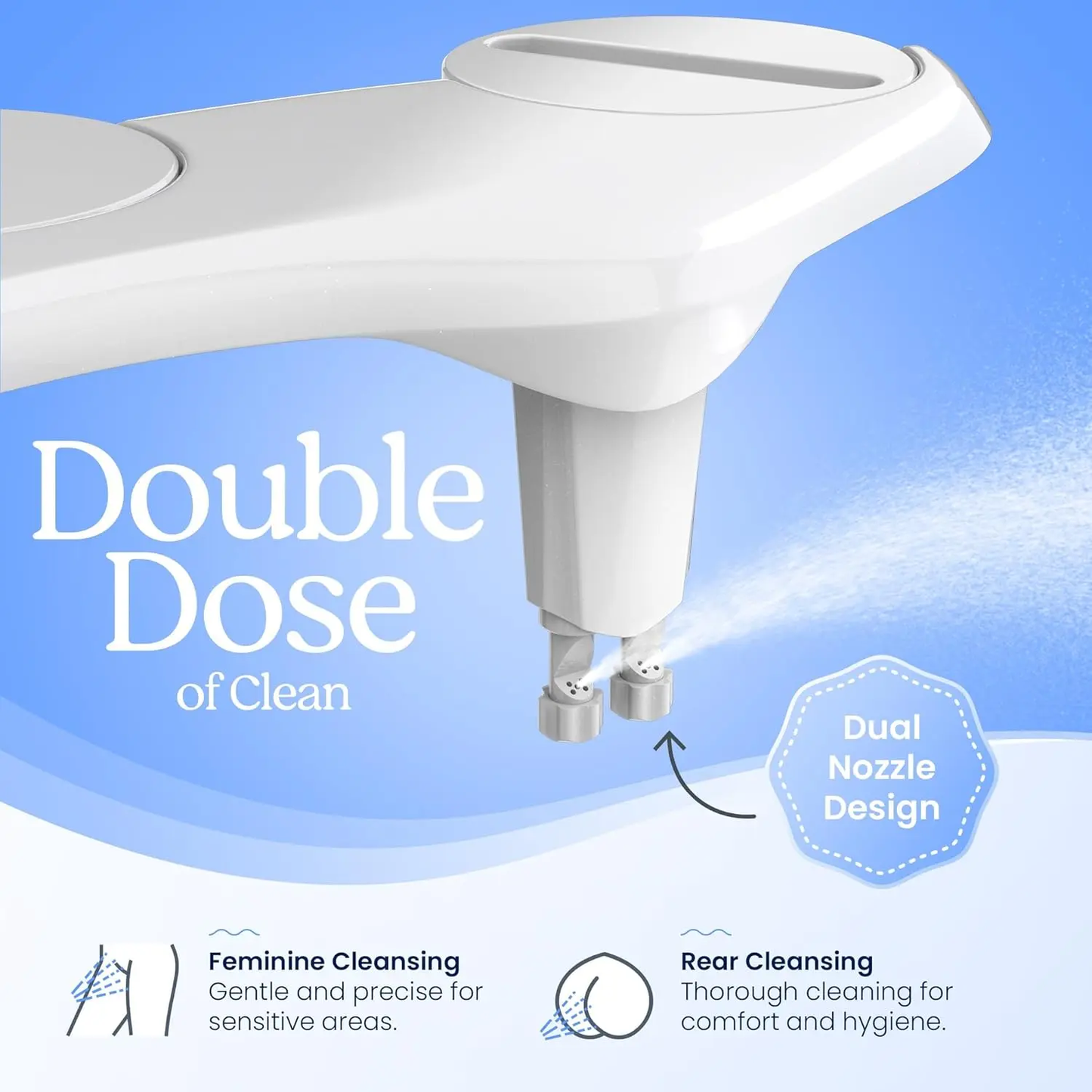 Clear Rear Ultra-Slim Bidet Attachment for Toilet