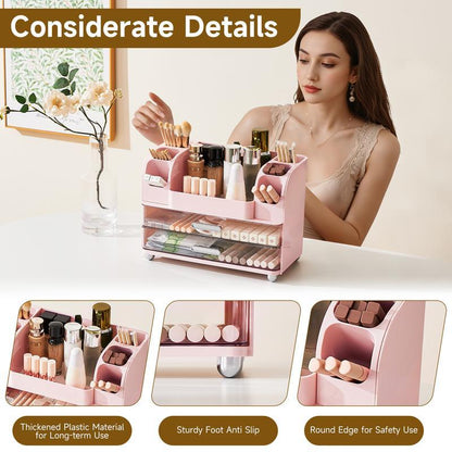 Makeup organizer for Vanity with 2 Large Drawers