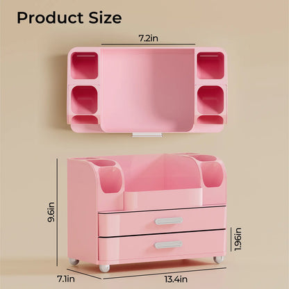 Makeup organizer for Vanity with 2 Large Drawers