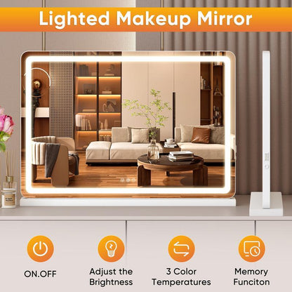 Vanity Mirror with Lights, LED Makeup Mirror with Dimmable 3 Color Modes