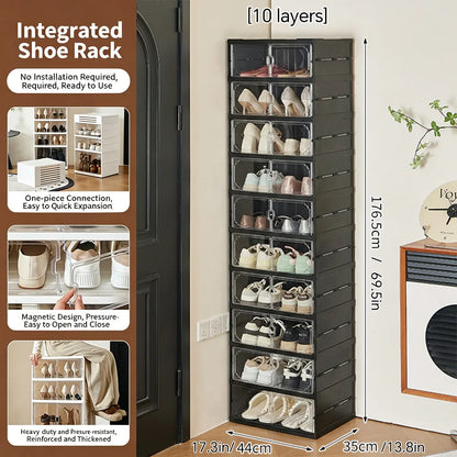 Folding shoe rack, magnetic transparent door shoe cabinet