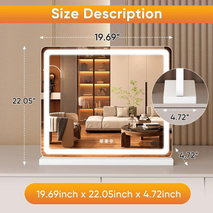 Vanity Mirror with Lights, LED Makeup Mirror with Dimmable 3 Color Modes