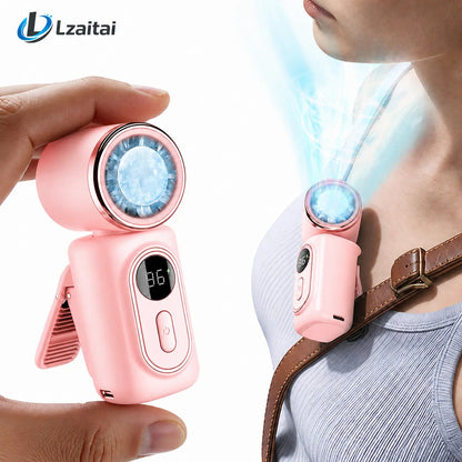 Clip On Mini Fan Cooling Compress, Portable Handheld Fan,5-Speeds