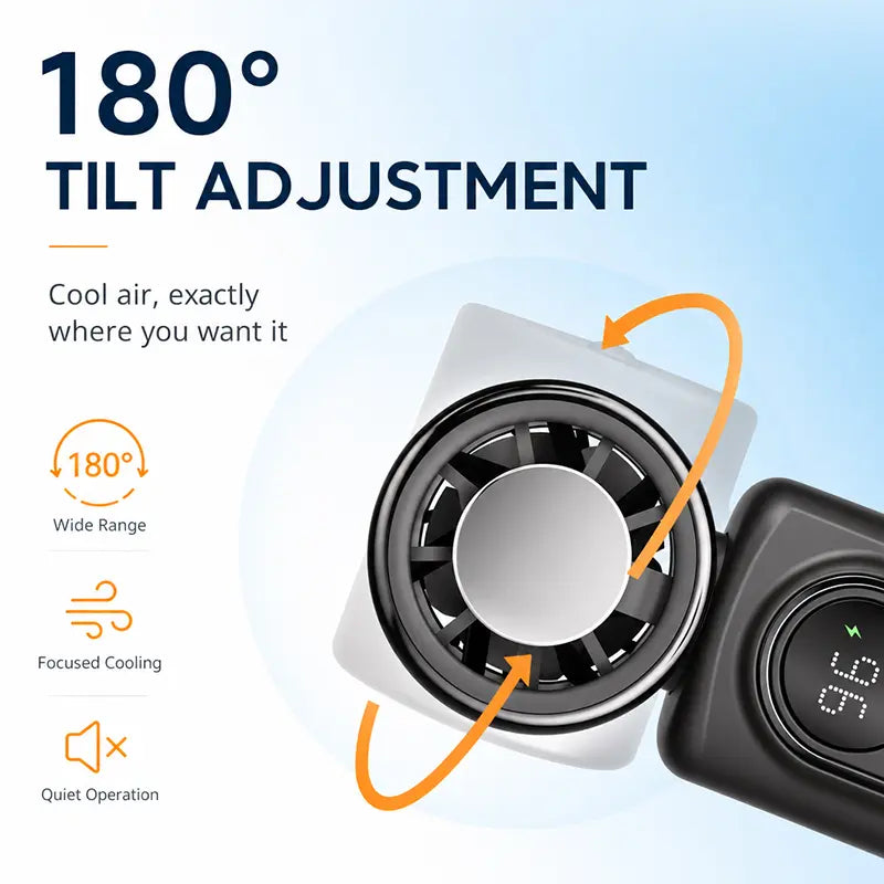 Clip On Mini Fan Cooling Compress, Portable Handheld Fan,5-Speeds