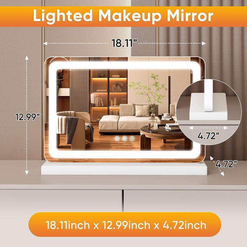 Vanity Mirror with Lights, LED Makeup Mirror with Dimmable 3 Color Modes