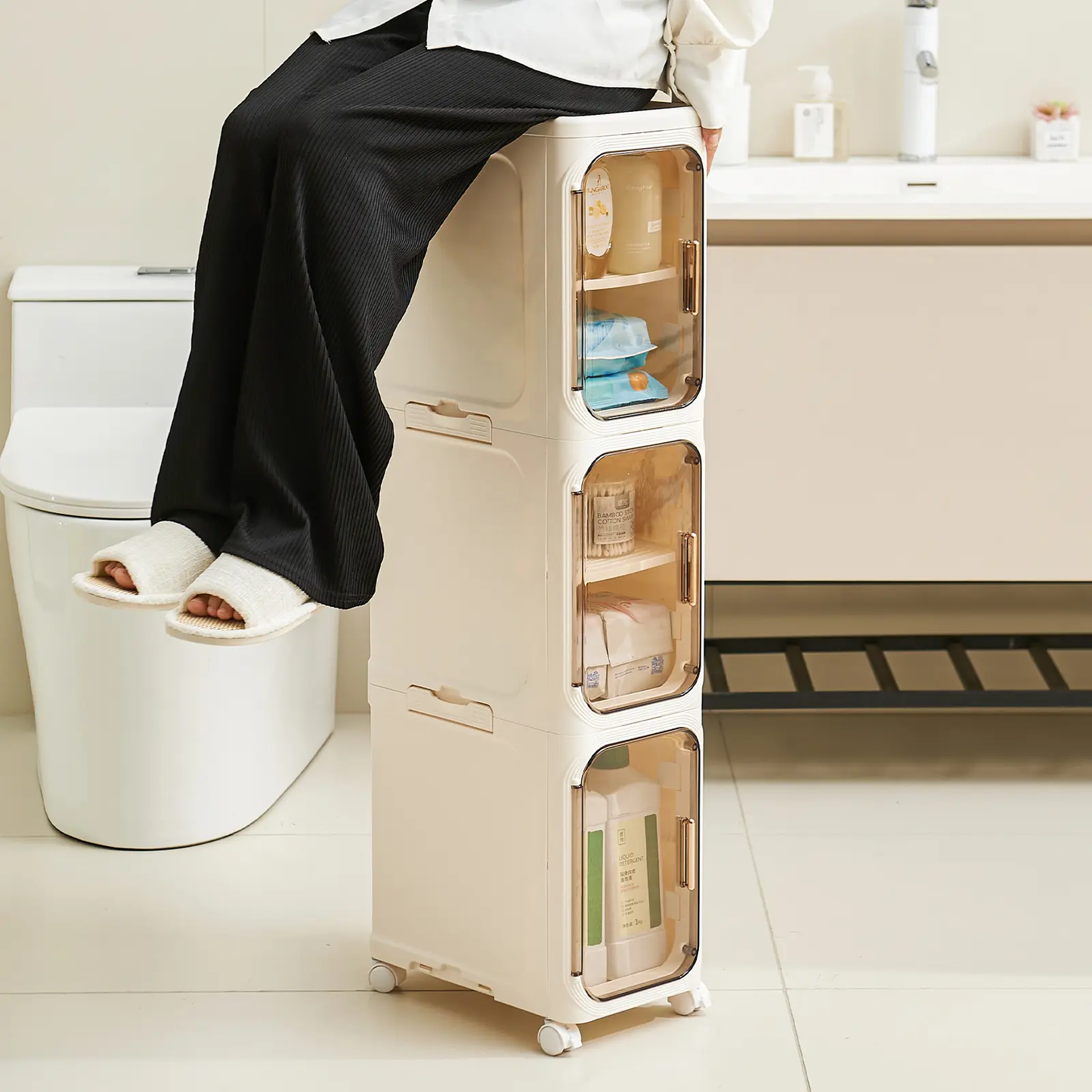 4-Tier Tall Narrow Storage Cabinet