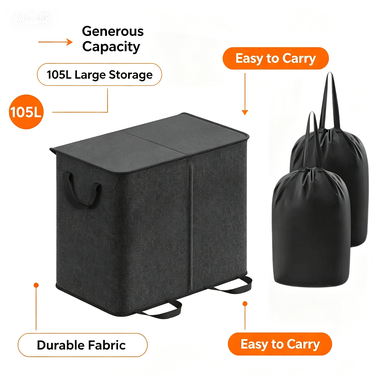 Large Laundry Hamper Basket with Removable inner Bags