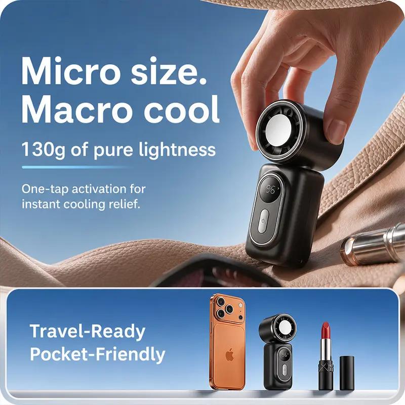 Clip On Mini Fan Cooling Compress, Portable Handheld Fan,5-Speeds