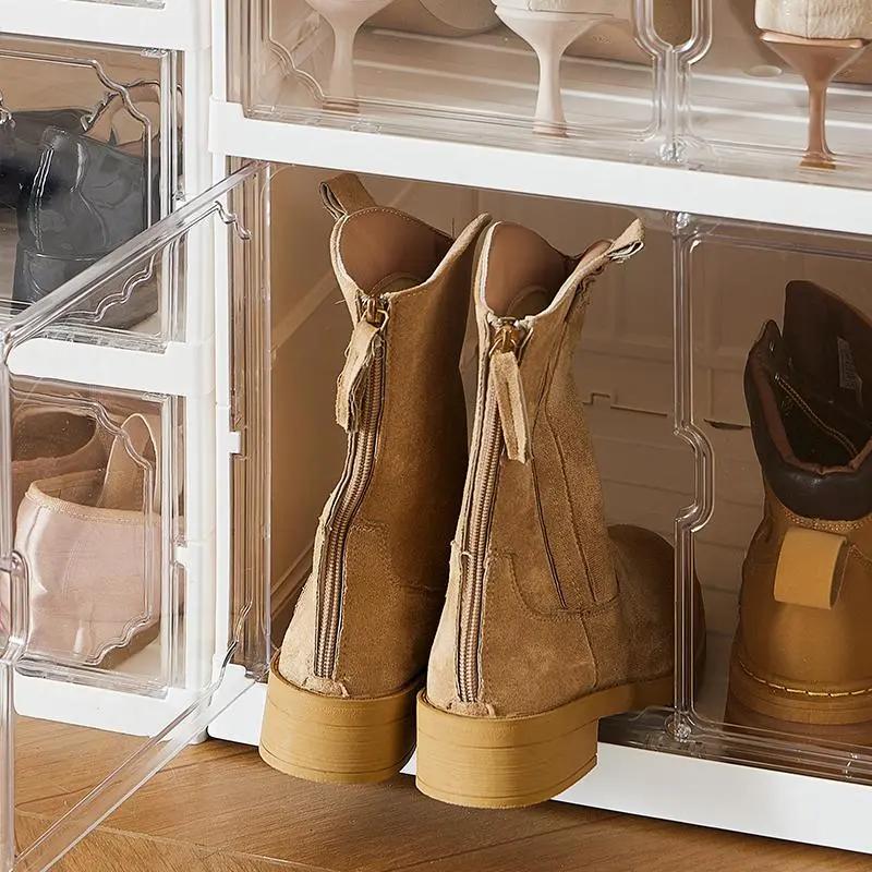 Folding shoe rack, magnetic transparent door shoe cabinet