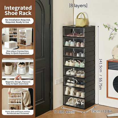 Folding shoe rack, magnetic transparent door shoe cabinet