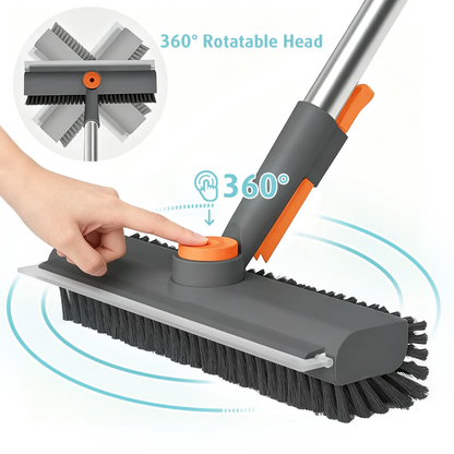 Floor Scrub Brush with Long Handle, cleaning brush,3 in 1 Scrape and Heavy-Duty Stiff Bristle Scrubber Brush