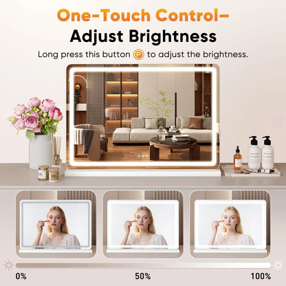 Vanity Mirror with Lights, LED Makeup Mirror with Dimmable 3 Color Modes