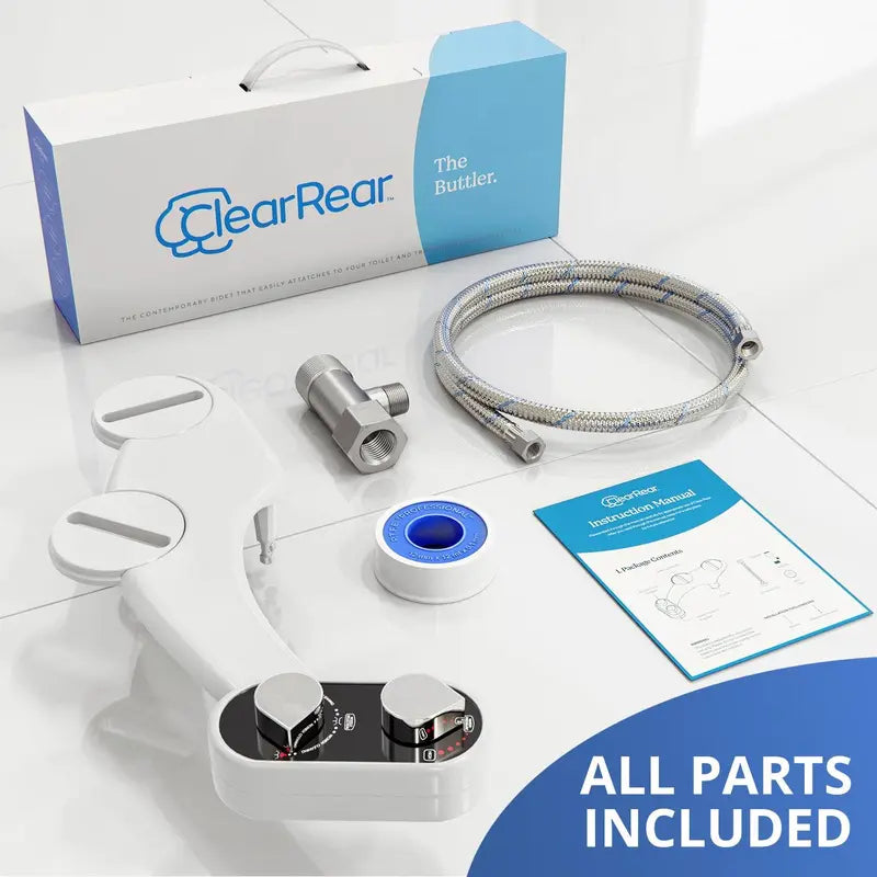 Clear Rear Ultra-Slim Bidet Attachment for Toilet