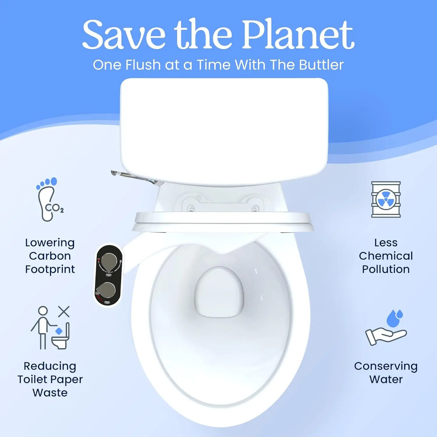 Clear Rear Ultra-Slim Bidet Attachment for Toilet