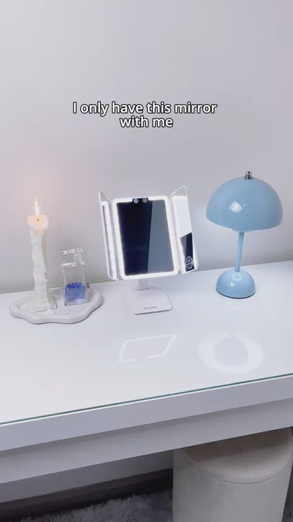 Tri-fold Travel Makeup Mirror with 48 LED Lights