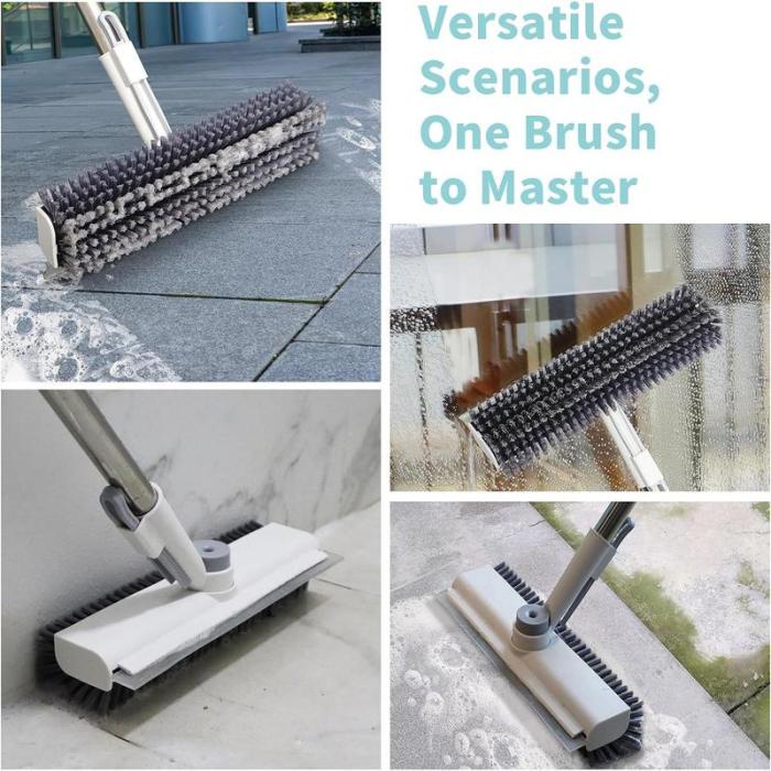 Floor Scrub Brush with Long Handle, cleaning brush,3 in 1 Scrape and Heavy-Duty Stiff Bristle Scrubber Brush