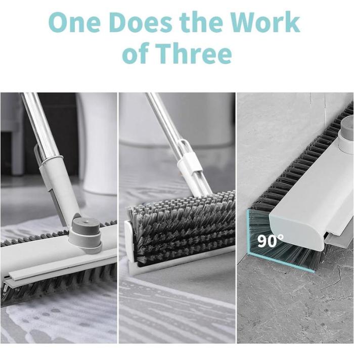 Floor Scrub Brush with Long Handle, cleaning brush,3 in 1 Scrape and Heavy-Duty Stiff Bristle Scrubber Brush